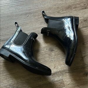 Nautica Black Rain Boots with Elastic Panels